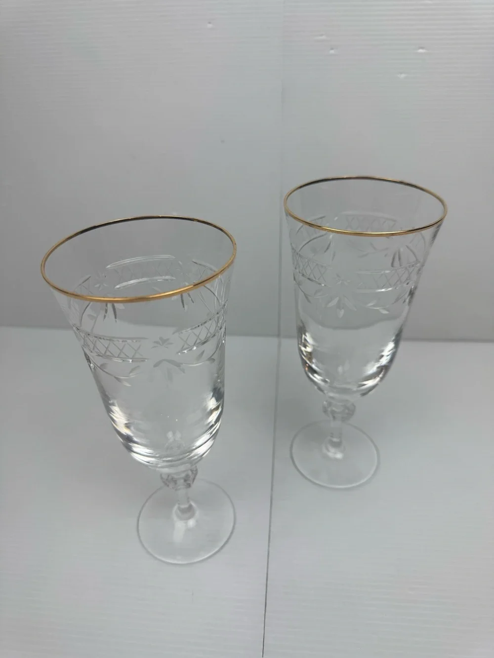 Vintage Pair ( 2) Royal Doulton Crystal Glass Wellesley Iced Beverage Gold Rim D
